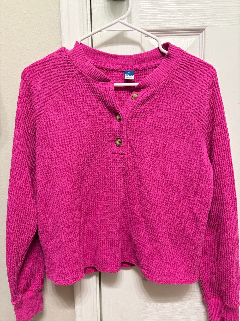 Old Navy Hot Pink Waffle Knit Henley